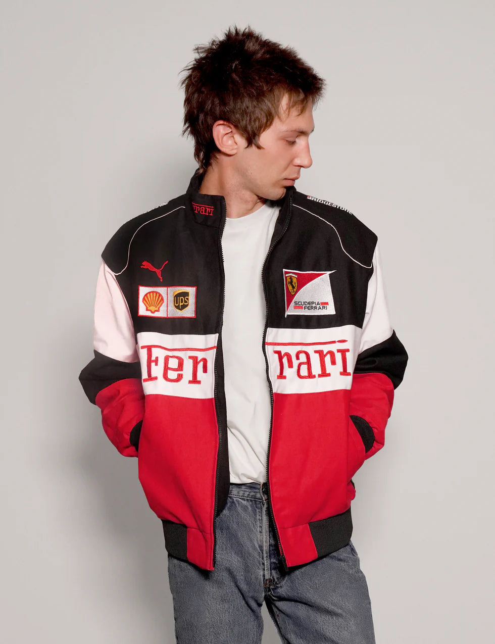 GLOID Ferrari Style Tri-Color Jacket – High-Speed Streetwear