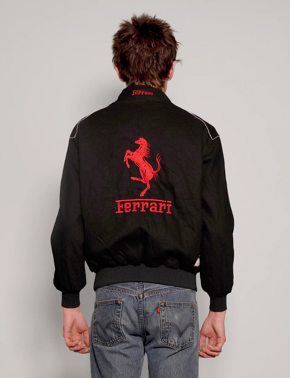 GLOID Black Ferrari Racing Jacket – Luxury Motorsport-Inspired Streetwear