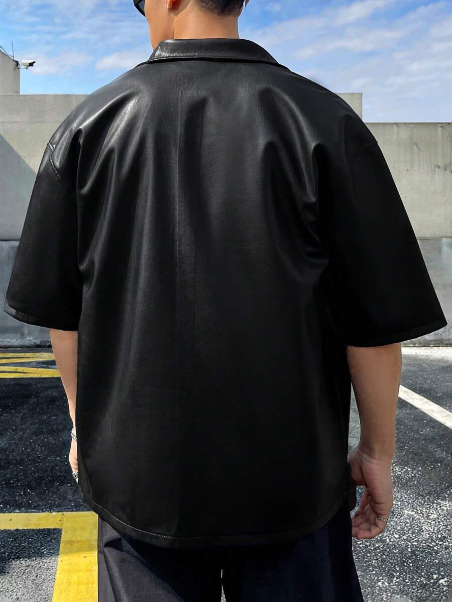 GLOID Half Sleeve Faux Leather Jacket – Modern Streetwear Layer for Men & Women