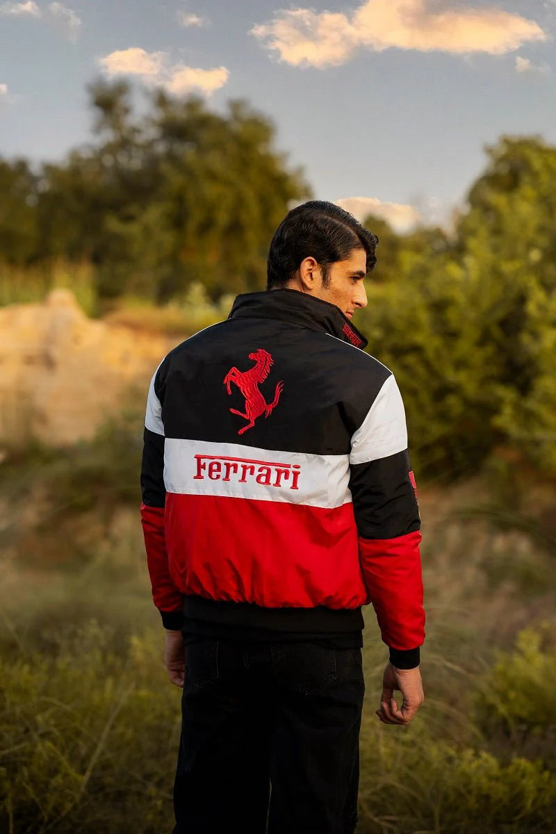 GLOID Tri-Color Ferrari Racing Jacket – Premium Motorsport Streetwear