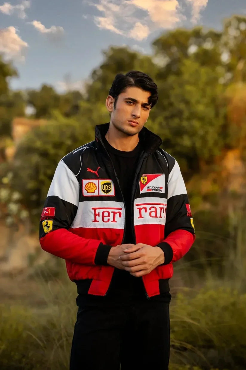 GLOID Tri-Color Ferrari Racing Jacket – Premium Motorsport Streetwear