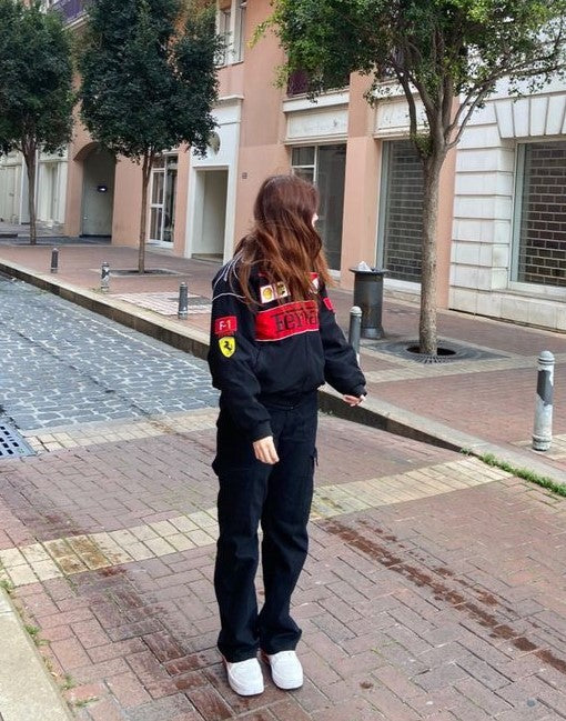 Black Ferrari Racing Jacket – GLOID Street Performance Edition